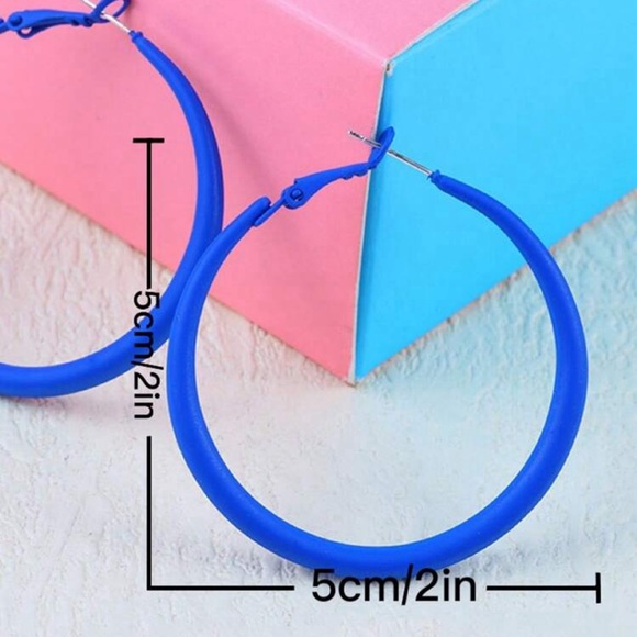 Blue Hoop Earrings - Picture 3 of 4